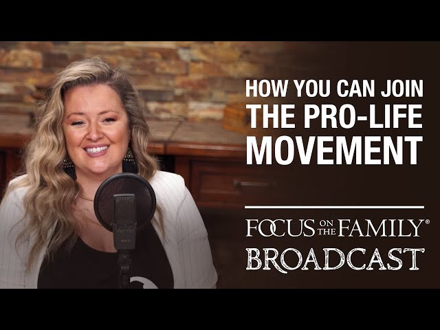 Woman speaking into studio microphone